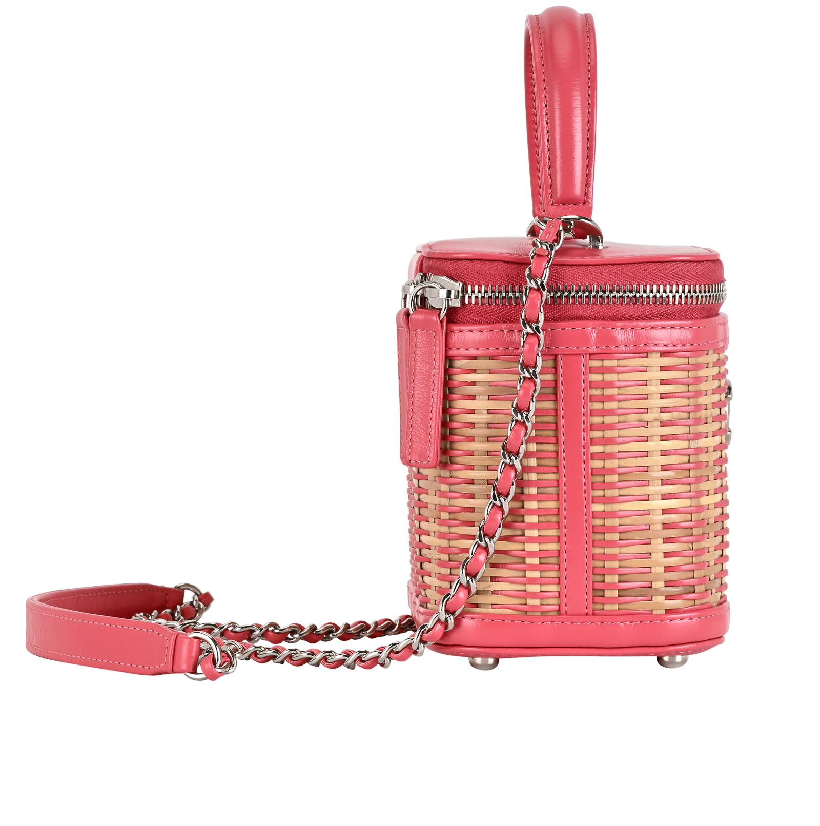 Take Away Vanity Case, &pound;2,800, Handbags, Beige/Pink, Leather/Raffia, Side view